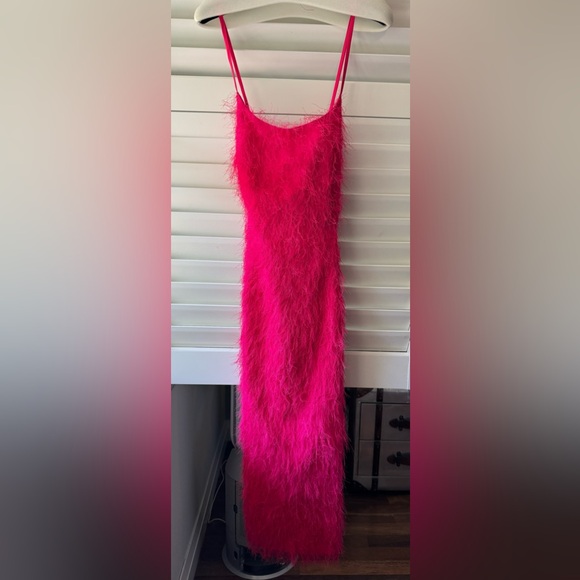 Twinset size 40 (fits US0-2) frayed midi dress in red/pink. - Picture 4 of 5